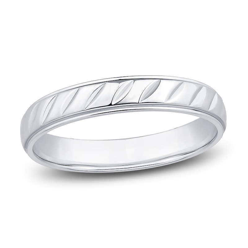 Main Image 1 of Men's High-Polish Beveled Wedding Band Platinum 3.4mm