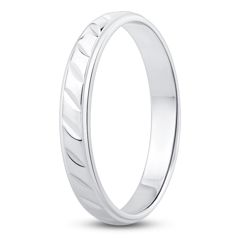 Men's High-Polish Beveled Wedding Band Platinum 3.4mm