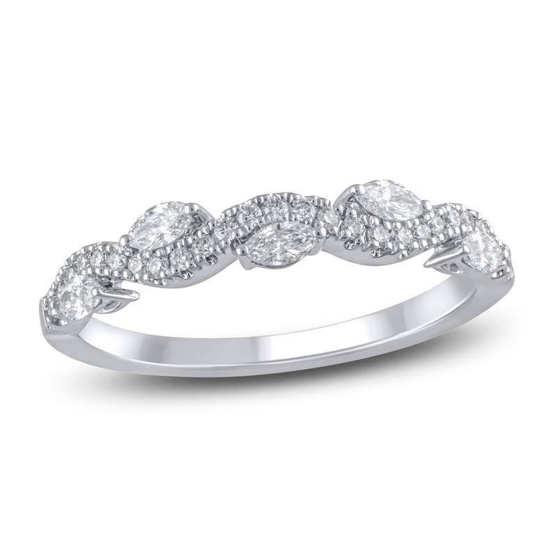 Main Image 1 of Round & Marquise-Cut Diamond Ring 1/3 ct tw 14K White Gold