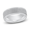 Thumbnail Image 1 of Men's Hammered Beveled Wedding Band 14K White Gold 7mm