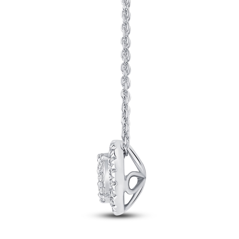 Main Image 3 of Diamond Halo Pendant Necklace 1/4 ct tw 10K White Gold