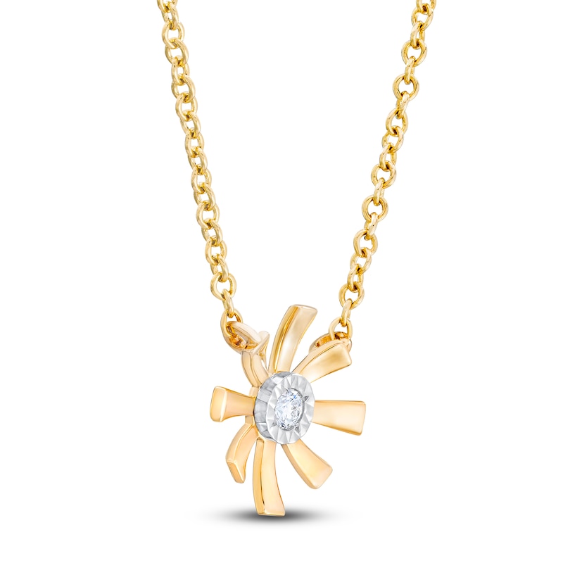 Main Image 2 of Diamond Flower Necklace 14K Yellow Gold 13"