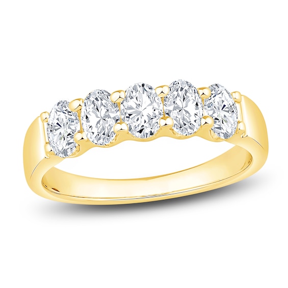 Chosen Oval-Cut Diamond 5-Stone Anniversary Band 1 ct tw 14K Yellow Gold