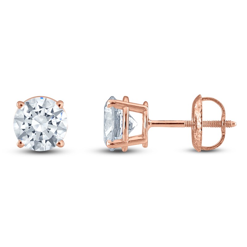 Main Image 1 of Round-Cut Lab-Grown Diamond Solitaire Stud Earrings 1-1/4 ct tw 14K Rose Gold (F/SI2)