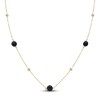 Thumbnail Image 1 of Natural Black Onyx Bead & Diamond Station Necklace 1/4 ct tw 14K Yellow Gold 24"