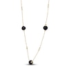Thumbnail Image 2 of Natural Black Onyx Bead & Diamond Station Necklace 1/4 ct tw 14K Yellow Gold 24"