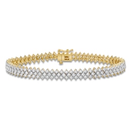 Diamond Three-Row Tennis Bracelet 5 ct tw 14K Yellow Gold 7"