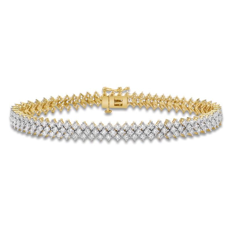 Main Image 1 of Diamond Three-Row Tennis Bracelet 5 ct tw 14K Yellow Gold 7"