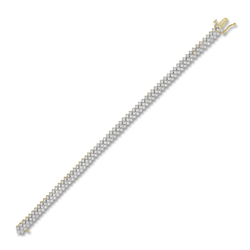 Main Image 2 of Diamond Three-Row Tennis Bracelet 5 ct tw 14K Yellow Gold 7"