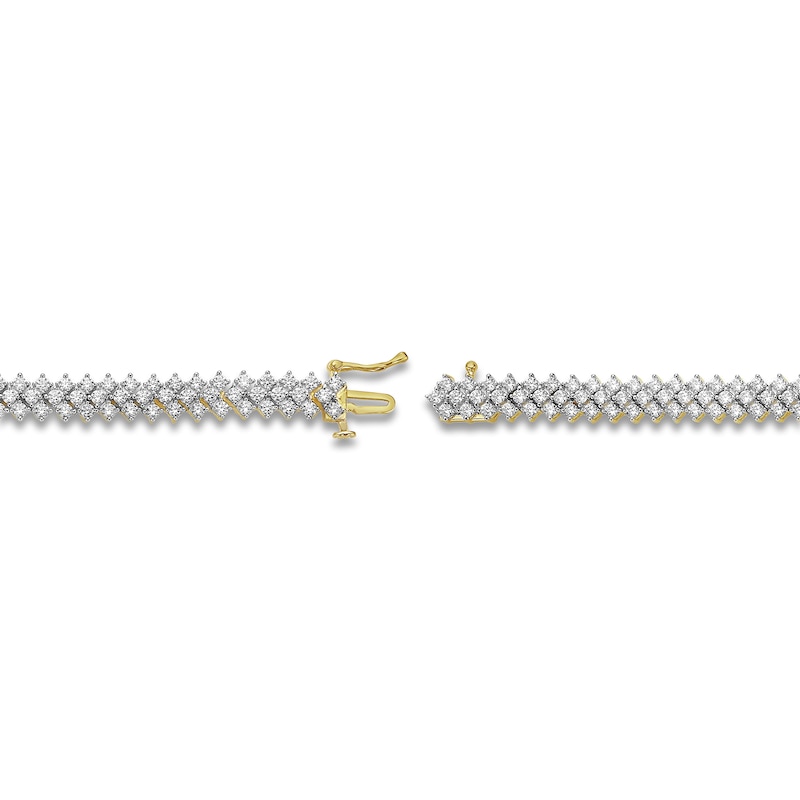 Main Image 3 of Diamond Three-Row Tennis Bracelet 5 ct tw 14K Yellow Gold 7"