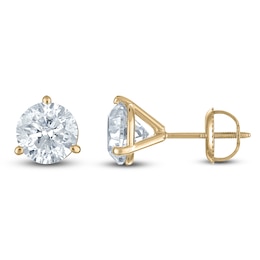 Certified Round-Cut Diamond Solitaire Stud Earrings 1-1/5 ct tw 18K Yellow Gold (SI2/I)