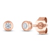 Thumbnail Image 2 of Certified Round-Cut Diamond Bezel-Set Solitaire Stud Earrings 1/10 ct tw 14K Rose Gold (I1/I)