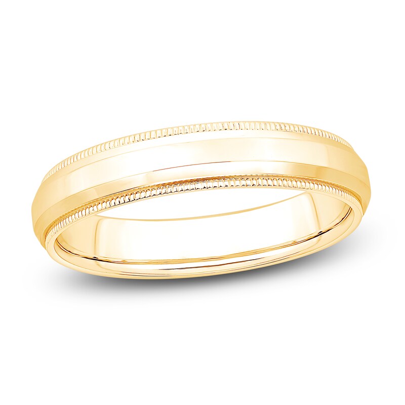 Main Image 1 of Men's Polished Milgrain Wedding Band 14K Yellow Gold 4.3mm