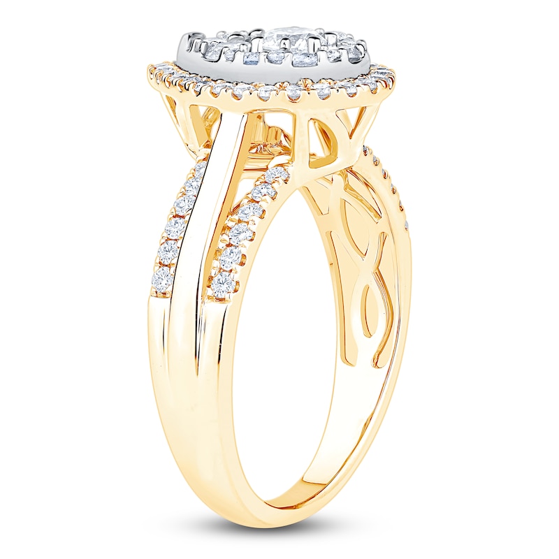 Main Image 2 of Brilliant Moments Multi-Diamond Pear Halo Engagement Ring 1 ct tw 14K Yellow Gold