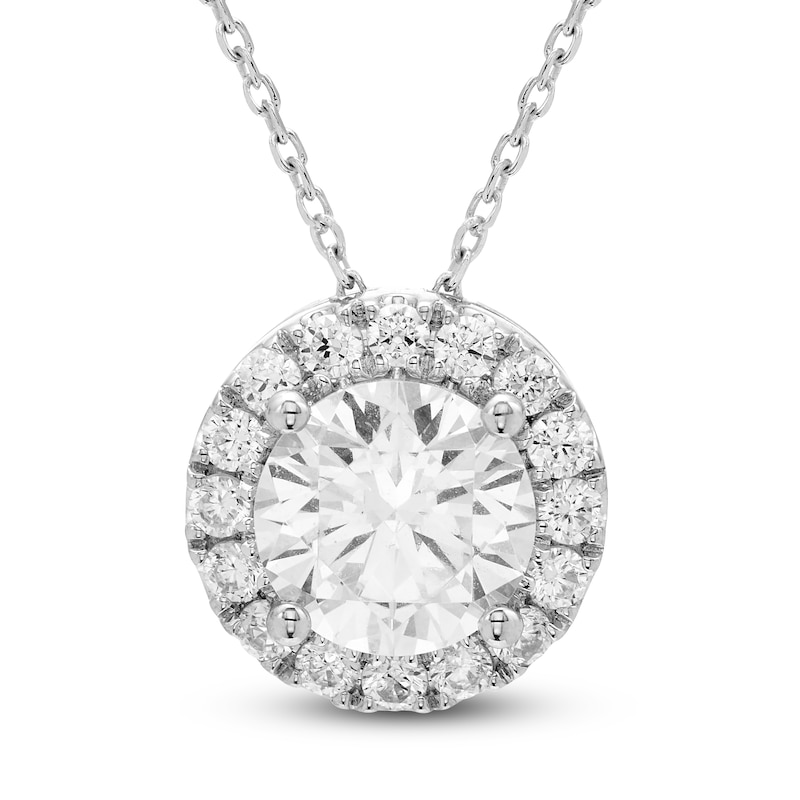 Main Image 1 of Brilliant Moments Diamond Halo Necklace 2-1/2 ct tw 14K White Gold 18"
