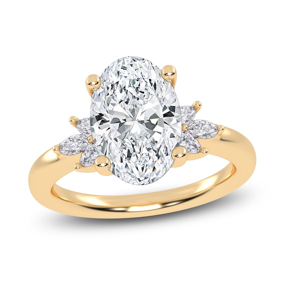 Oval-Cut Lab-Grown Diamond Engagement Ring 3-1/6 ct tw 14K Yellow Gold