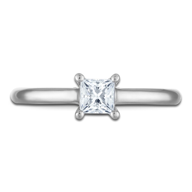 Main Image 3 of Princess-Cut Lab-Grown Diamond Solitaire Plus Engagement Ring 1/2 ct tw Platinum (VS2/F)