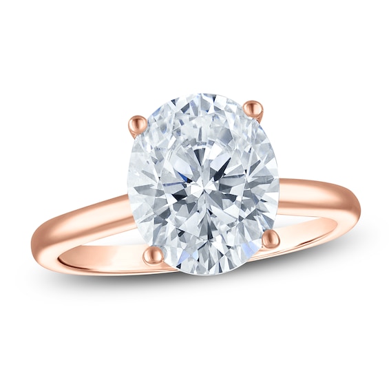 Oval-Cut Lab-Grown Diamond Solitaire Plus Engagement Ring 2-5/8 ct tw 18K Rose Gold (VS2/F)