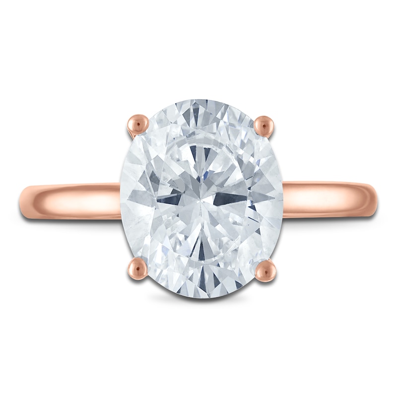 Main Image 3 of Oval-Cut Lab-Grown Diamond Solitaire Plus Engagement Ring 2-5/8 ct tw 18K Rose Gold (VS2/F)