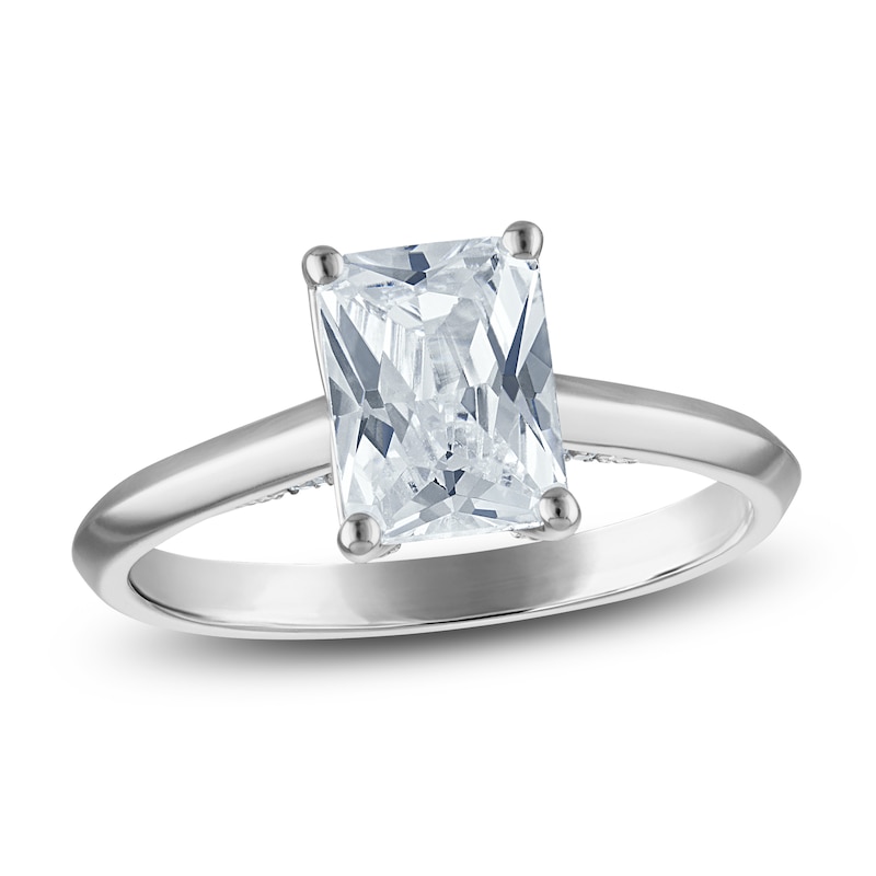Main Image 1 of Radiant-Cut Lab-Grown Diamond Solitaire Plus Engagement Ring 2 ct tw Platinum (VS2/F)
