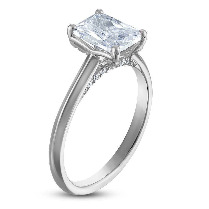 Main Image 2 of Radiant-Cut Lab-Grown Diamond Solitaire Plus Engagement Ring 2 ct tw Platinum (VS2/F)
