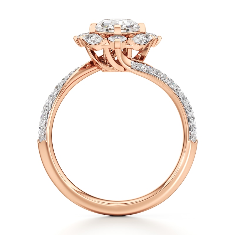 Main Image 2 of J'Lure Octagon Step-Cut Lab-Grown Diamond Halo Bypass Engagement Ring 1-5/8 ct tw 18K Rose Gold