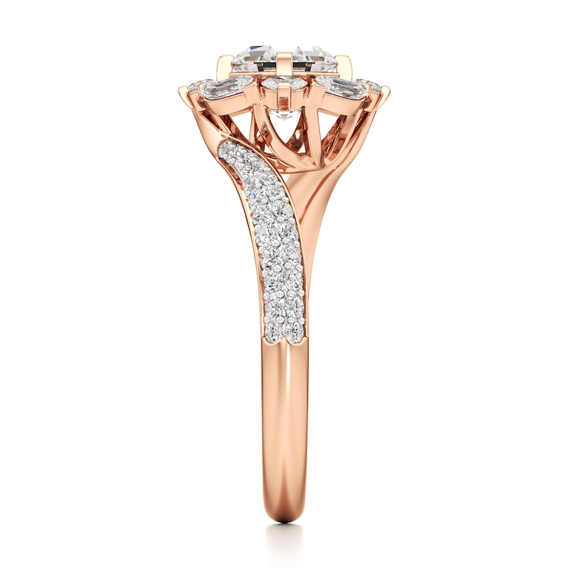 Main Image 3 of J'Lure Octagon Step-Cut Lab-Grown Diamond Halo Bypass Engagement Ring 1-5/8 ct tw 18K Rose Gold