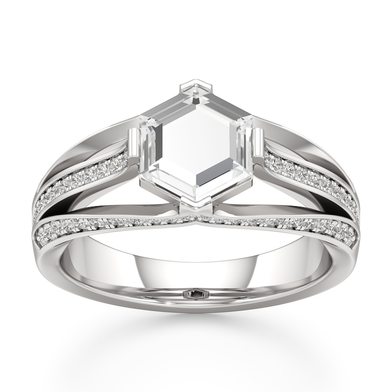 Main Image 1 of J'Lure Lab-Grown Diamond Hexagon Portrait-Cut Engagement Ring 1-3/8 ct tw 18K White Gold