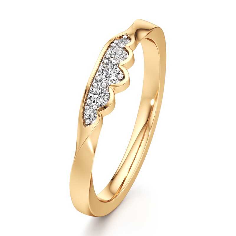 Main Image 4 of J'Lure Lab-Grown Diamond Scalloped Wedding Band 1/8 ct tw 18K Yellow Gold