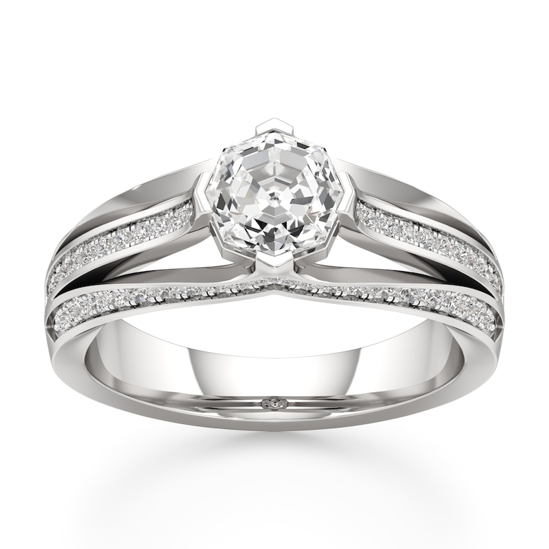 Main Image 1 of J'Lure Lab-Grown Diamond Octagon Step-Cut Engagement Ring 1-3/8 ct tw 18K White Gold