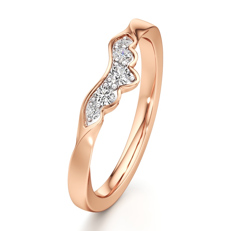 Main Image 4 of J'Lure Lab-Grown Diamond Scalloped Wedding Band 1/6 ct tw 18K Rose Gold