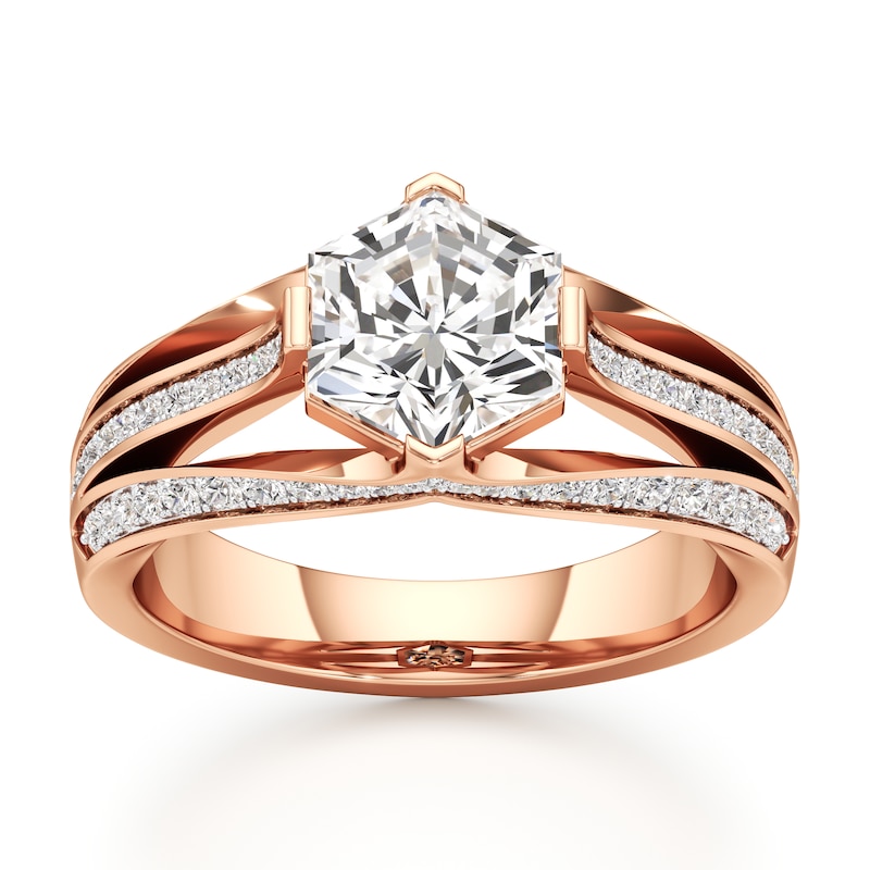 Main Image 1 of J'Lure Lab-Grown Diamond Hexagon Brilliant-Cut Engagement Ring 2-3/8 ct tw 18K Rose Gold