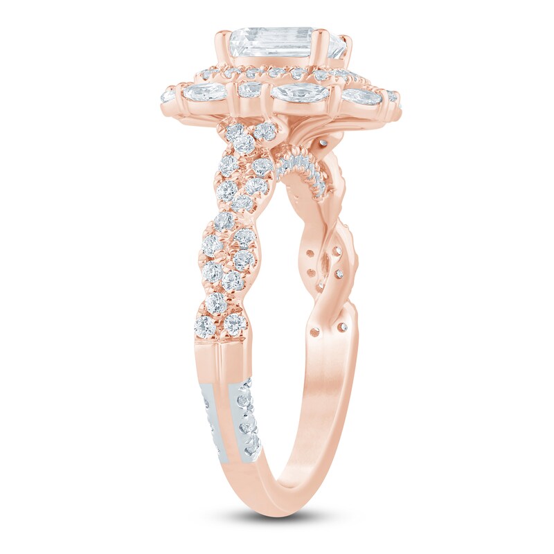 Main Image 2 of Pnina Tornai Emerald-Cut Diamond Halo Engagement Ring 1-1/2 ct tw 14K Rose Gold