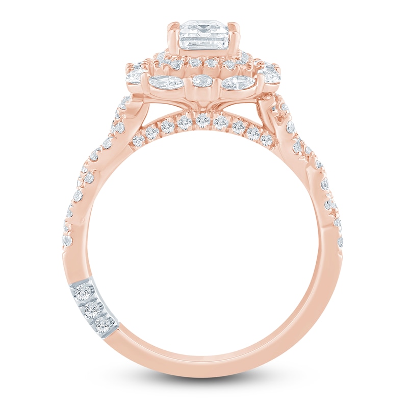 Main Image 4 of Pnina Tornai Emerald-Cut Diamond Halo Engagement Ring 1-1/2 ct tw 14K Rose Gold