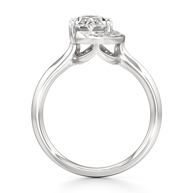 Main Image 2 of J'Lure Oval Step-Cut Lab-Grown Diamond Half-Halo Engagement Ring 2 ct tw 18K White Gold