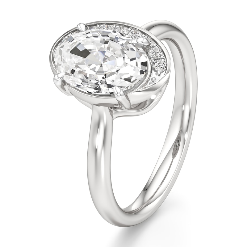 Main Image 4 of J'Lure Oval Step-Cut Lab-Grown Diamond Half-Halo Engagement Ring 2 ct tw 18K White Gold
