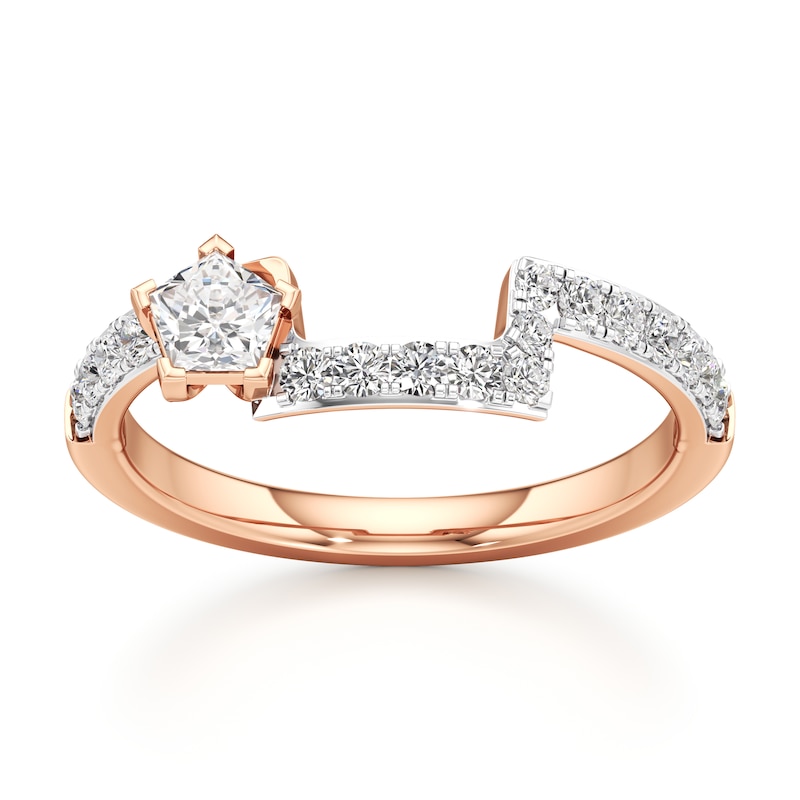 Main Image 1 of J'Lure Pentagon Brilliant-Cut Lab-Grown Diamond Contour Wedding Band 1/2 ct tw 18K Rose Gold