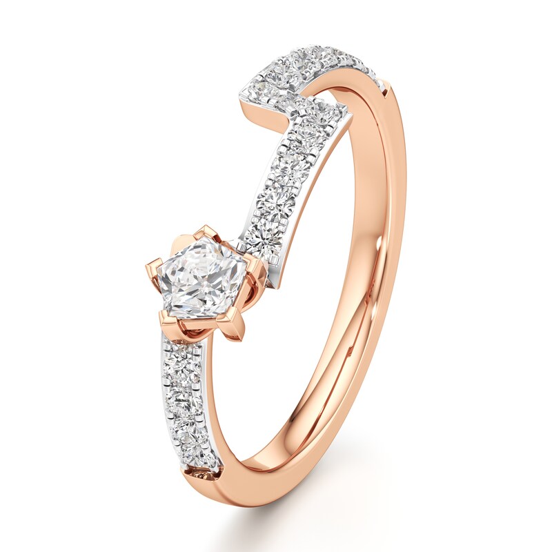 Main Image 4 of J'Lure Pentagon Brilliant-Cut Lab-Grown Diamond Contour Wedding Band 1/2 ct tw 18K Rose Gold