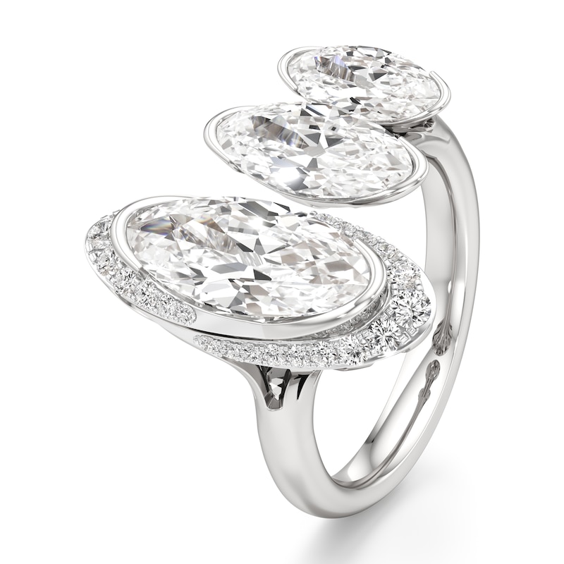 Main Image 4 of J'Lure Moval Old-Cut Lab-Created Diamond Engagement Ring 3-3/4 ct tw 18K White Gold