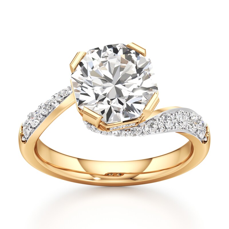 Main Image 1 of J'Lure Octagon Brilliant-Cut Lab-Grown Diamond Bypass Engagement Ring 3-1/2 ct tw 18K Yellow Gold