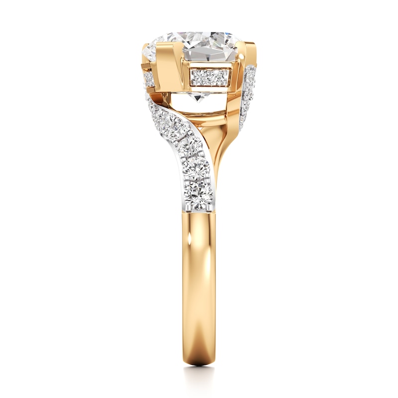 Main Image 3 of J'Lure Octagon Brilliant-Cut Lab-Grown Diamond Bypass Engagement Ring 3-1/2 ct tw 18K Yellow Gold
