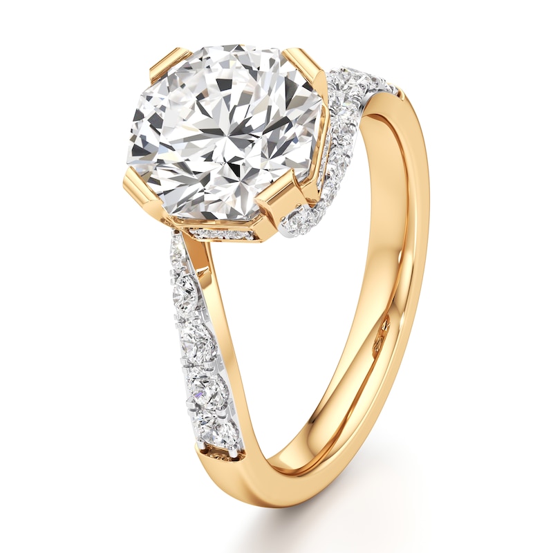 Main Image 4 of J'Lure Octagon Brilliant-Cut Lab-Grown Diamond Bypass Engagement Ring 3-1/2 ct tw 18K Yellow Gold