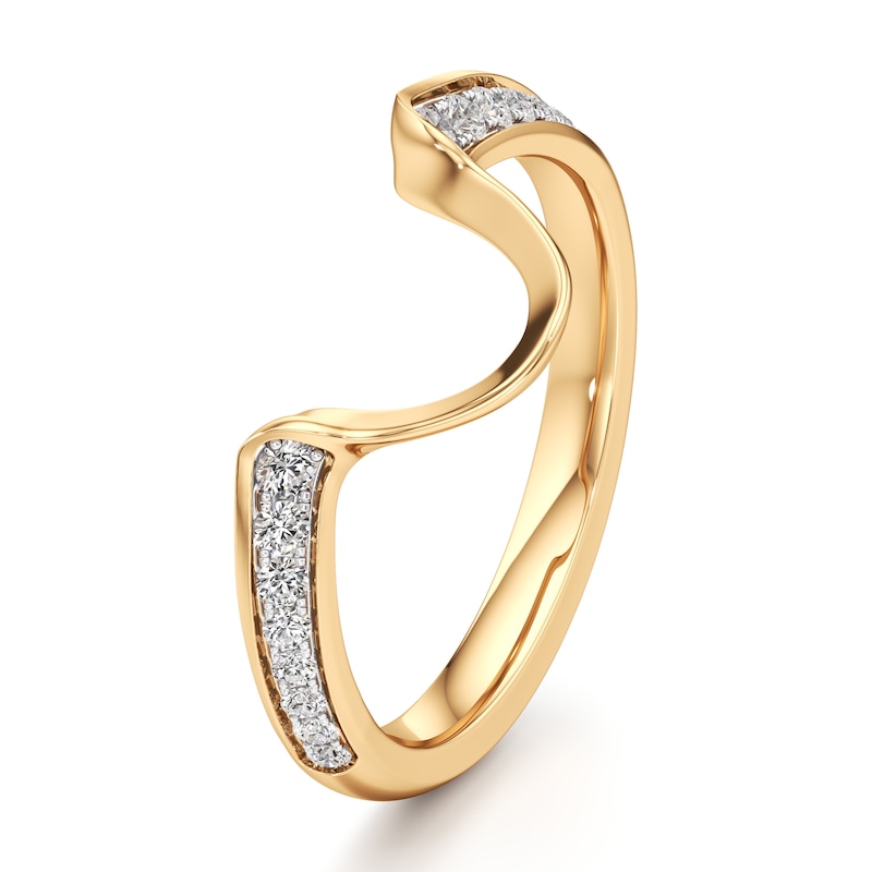 Main Image 4 of J'Lure Lab-Grown Diamond Contour Wedding Band 1/5 ct tw 18K Yellow Gold
