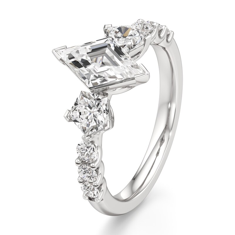 Main Image 4 of J'Lure Lozenge Step-Cut Lab-Created Diamond Engagement Ring 2 ct tw 18K White Gold