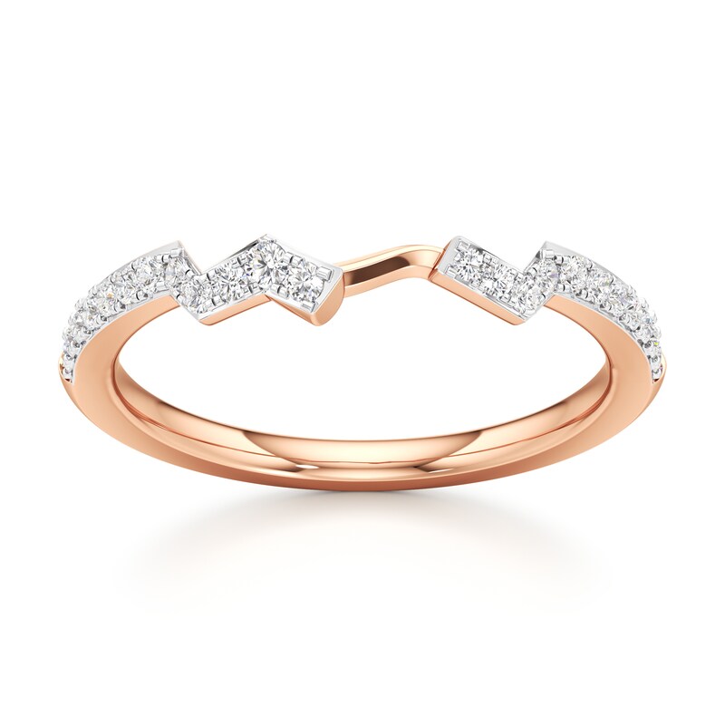 Main Image 1 of J'Lure Lab-Grown Diamond Angled Contour Wedding Band 1/6 ct tw 18K Rose Gold