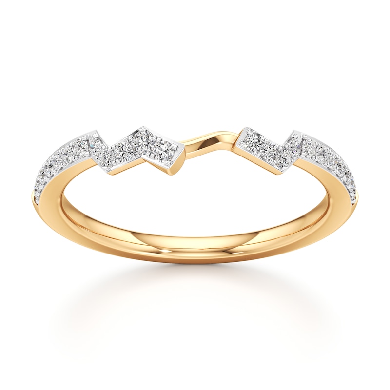 Main Image 1 of J'Lure Lab-Grown Diamond Angled Contour Wedding Band 1/6 ct tw 18K Yellow Gold