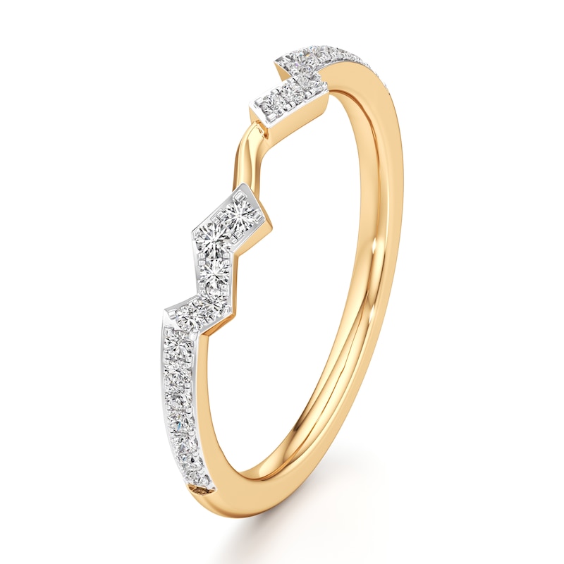 Main Image 4 of J'Lure Lab-Grown Diamond Angled Contour Wedding Band 1/6 ct tw 18K Yellow Gold