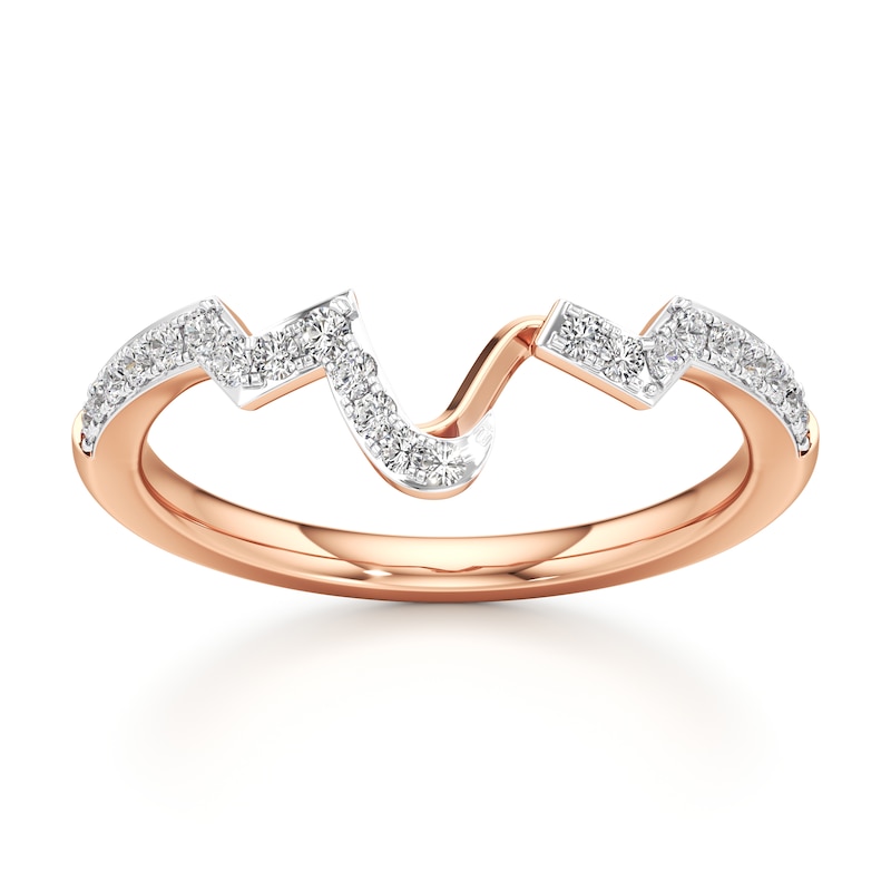 Main Image 1 of J'Lure Lab-Created Diamond Angled Contour Wedding Band 1/4 ct tw 18K Rose Gold