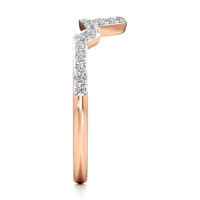 Main Image 3 of J'Lure Lab-Created Diamond Angled Contour Wedding Band 1/4 ct tw 18K Rose Gold