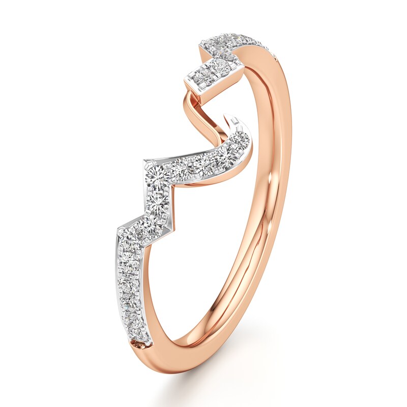 Main Image 4 of J'Lure Lab-Created Diamond Angled Contour Wedding Band 1/4 ct tw 18K Rose Gold
